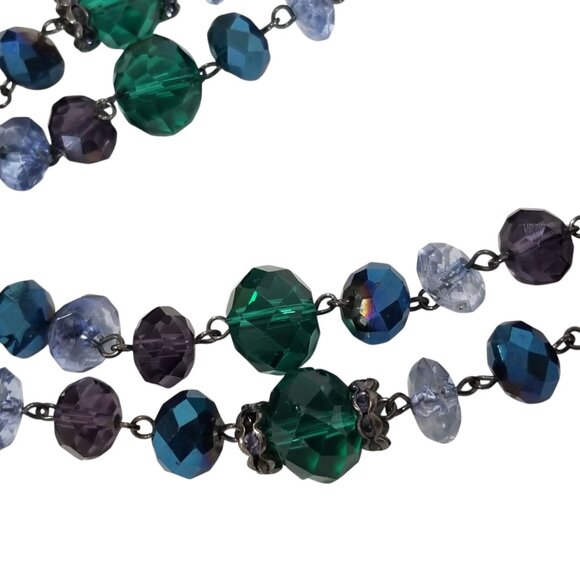 Crystal Necklaces x 2 Super Sparkly Iridescent Jewelry Blue, Green and Browns - Picture 10 of 15